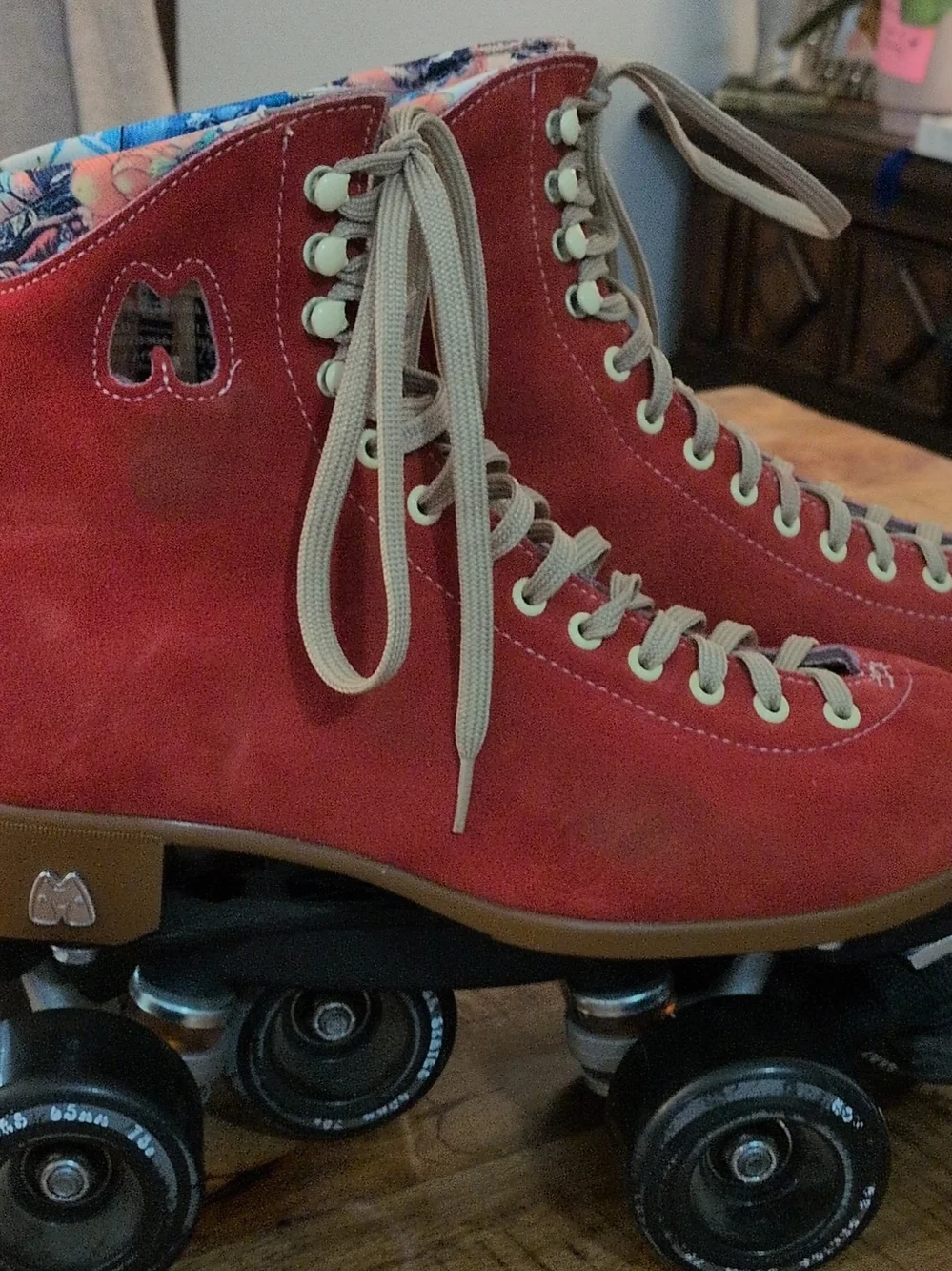 Moxi Lolly Outdoor Complete Quad Roller Skates in Poppy Red.
